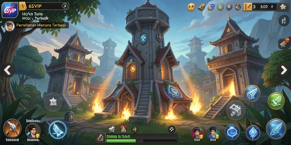 Screenshot gameplay 6SVIP menunjukkan pertahanan dinamis dan strategi yang mendebarkan.
