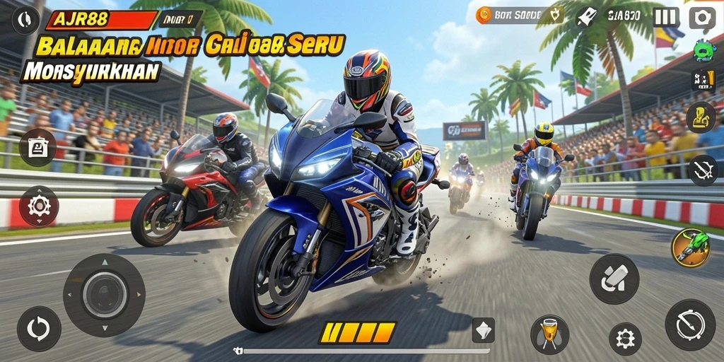 Tampilan gameplay AJR88 yang menegangkan saat balapan motor.