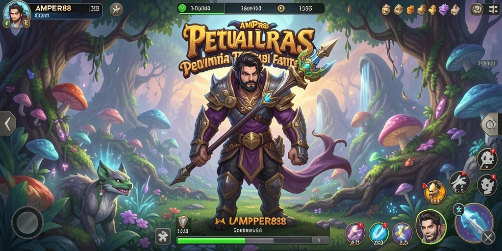 Tampilan gameplay seru dengan karakter petualang di dunia fantastis.