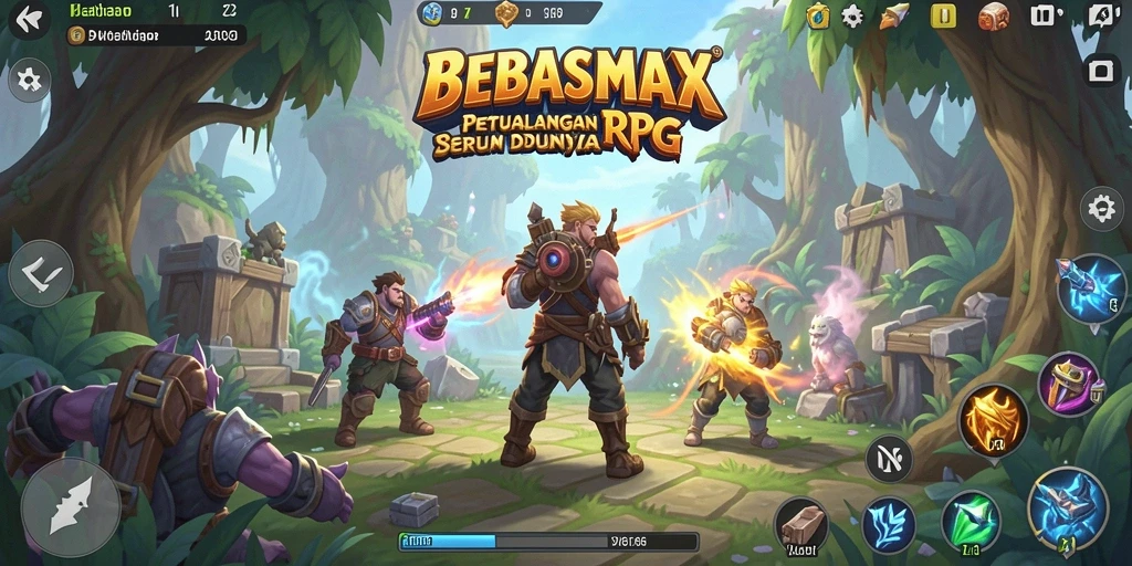 Screenshot gameplay BEBASMAX yang menampilkan aksi seru dalam pertempuran RPG.