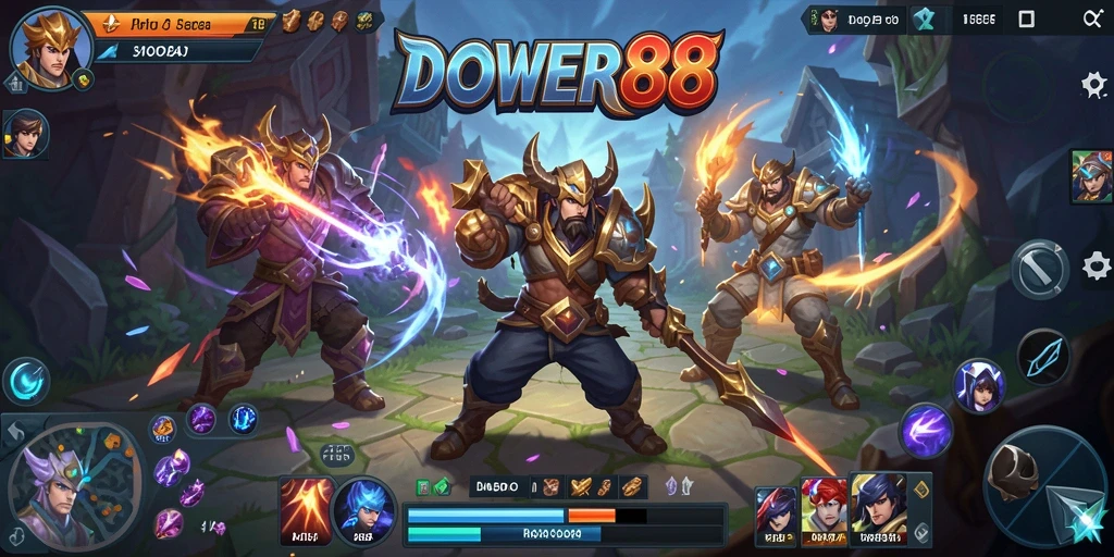 Screenshot DOWER88 menampilkan pertarungan intens pemain dalam arena MOBA.