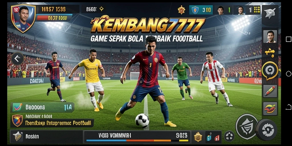 Screenshot gameplay KEMBANG777 menunjukkan aksi seru di lapangan sepak bola.