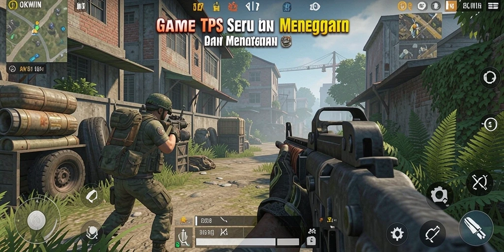 Screenshot OKWIN menampilkan aksi tembak-menembak yang mendebarkan.