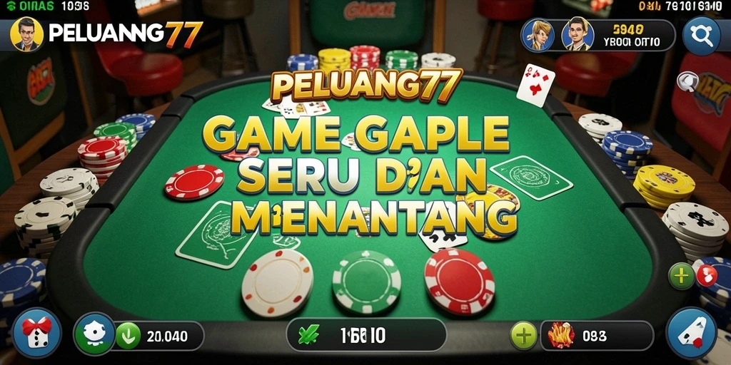 Tampilan gameplay seru PELUANG77 dalam permainan Gaple.