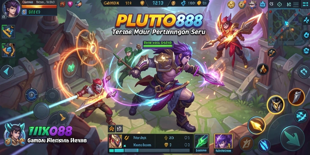 Tampilan aksi mendebarkan dalam game MOBA PLUTO88.