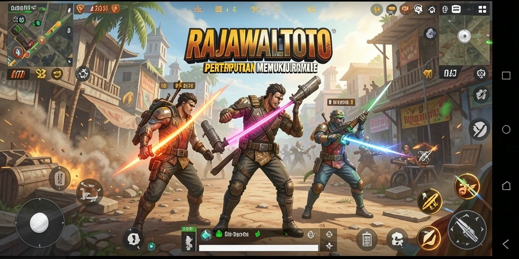 Screenshot gameplay RAJAWALITOTO menampilkan aksi Battle Royale yang mendebarkan.