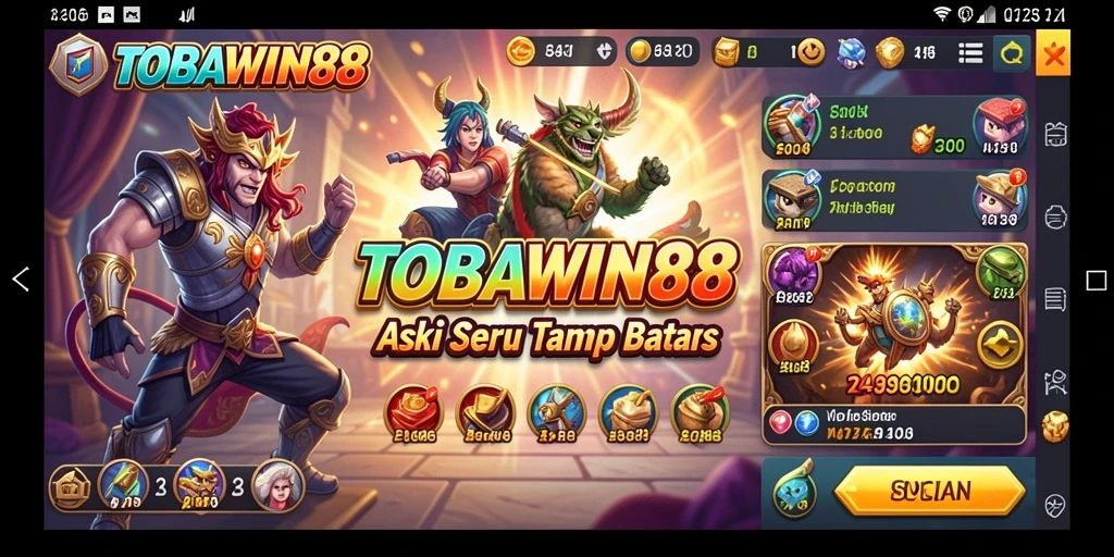 Tampilan aksi seru gameplay TOBAWIN88 saat bertempur melawan musuh.