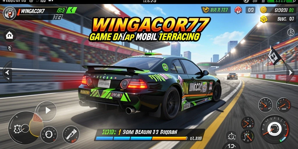 Tangkapan layar menunjukkan aksi balapan mendebarkan di WINGACOR77.