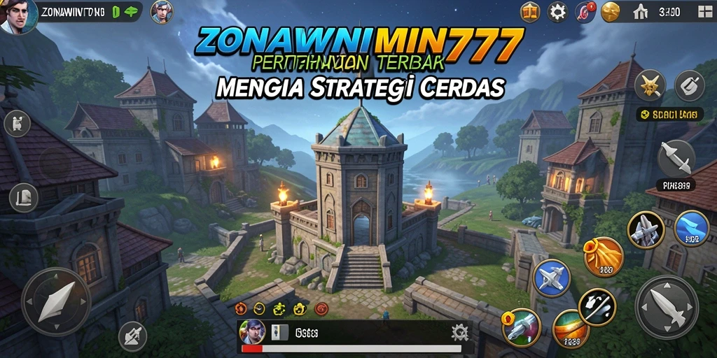 Tangkapan layar gameplay ZONAWIN777 menampilkan pertempuran menegangkan di Tower Defense.